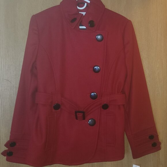 Red Ladies Pea Coat - Picture 1 of 6